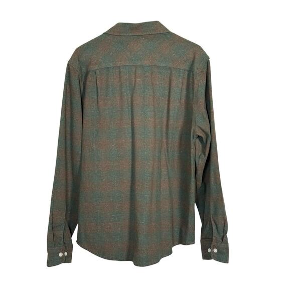 Brixton Bowery Standard Fit Plaid Flannel Button-Up Shirt Green Brown L - Picture 2 of 10